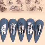 JMEOWIO Nagelsticker Różowe złoto Schwarze Blume 12 Blatt Nail Art Naklejka Selbstklebend Nagelaufkleber Frühlings Linie Abstraktes Blatt Dekoration Nageldesign Zubehör