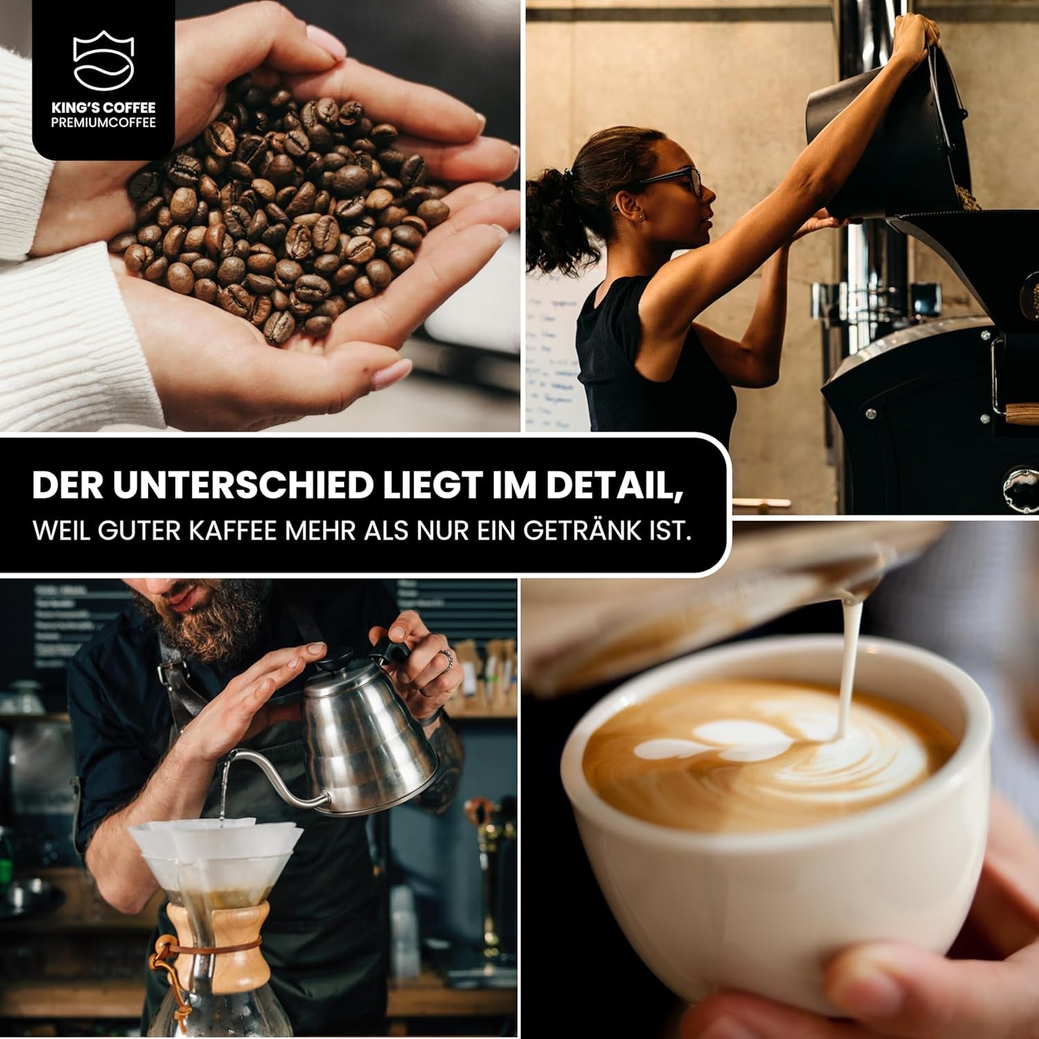 KING'S COFFEE - WHITE EDITION - lekka mieszanka 100% Arabiki z Etiopii, Meksyku, Peru i Tanzanii - palenie małych partii we Włoszech - całe ziarna espresso do ekspresów kolbowych - 1 kg