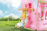 BABY Born Storybook Cottage, składany domek dla lalek 18 cm ze stołem, kominkiem, szezlongiem i teleskopem, różowy zielony, 833803 Zapf Creation Dollhouses Naty Shop