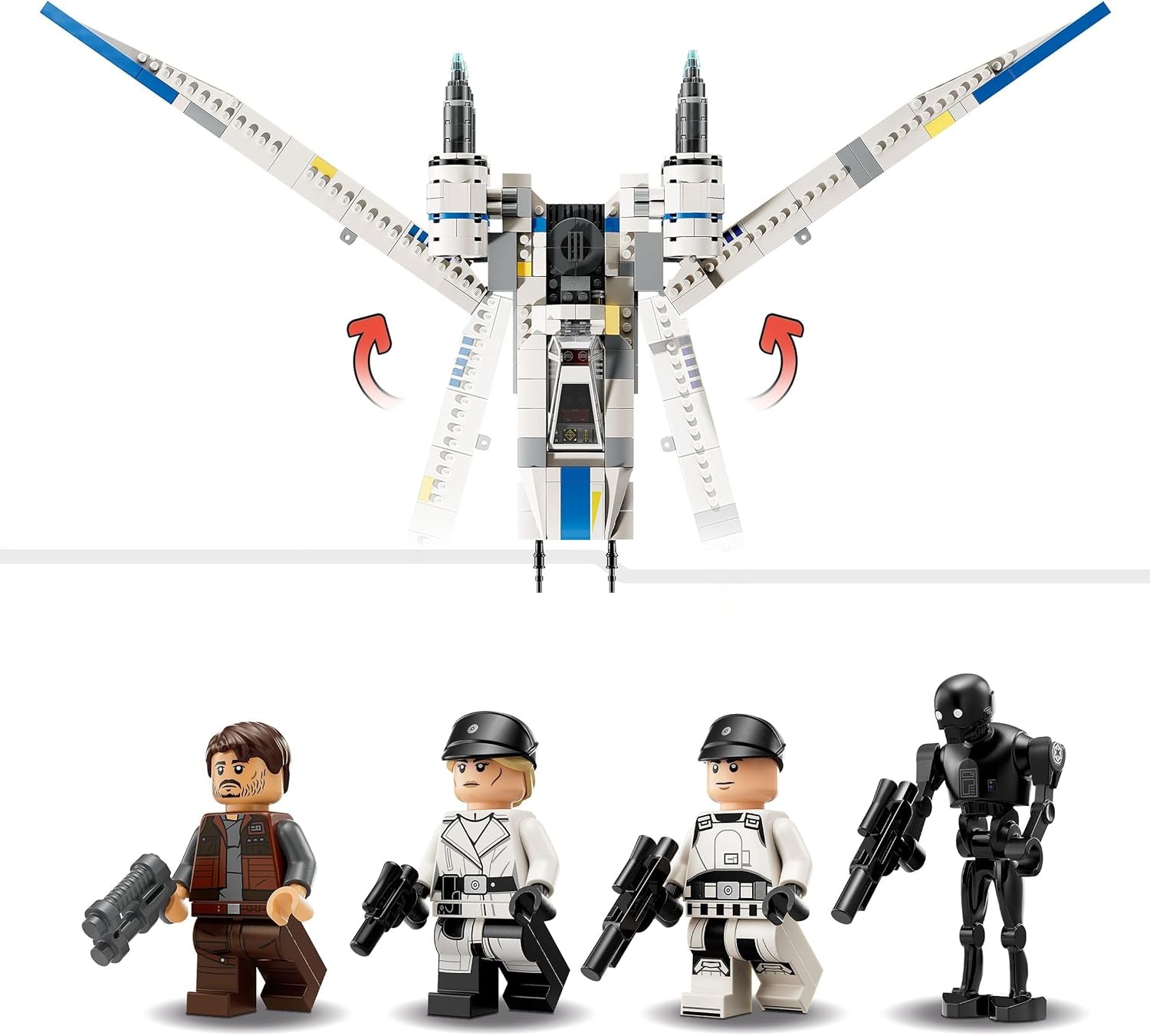 LEGO Star Wars 75399 Rebeliancki myśliwiec U-Wing Starfighter — zabawka z funkcją wahadłowego skrzydła i trzema minifigurkami, w tym figurką Cassiana Andora i droida K-2SO — prezent dla chłopców w wieku od 8 lat i fanów Andora z sezonu 2 Zestawy do budowania Beuche den LEGO-Store