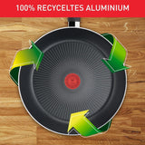 Tefal Recycled on, patelnia aluminiowa pochodząca w 100% z recyklingu, powłoka nieprzywierająca, garnki i patelnie indukcyjne Naty Shop
