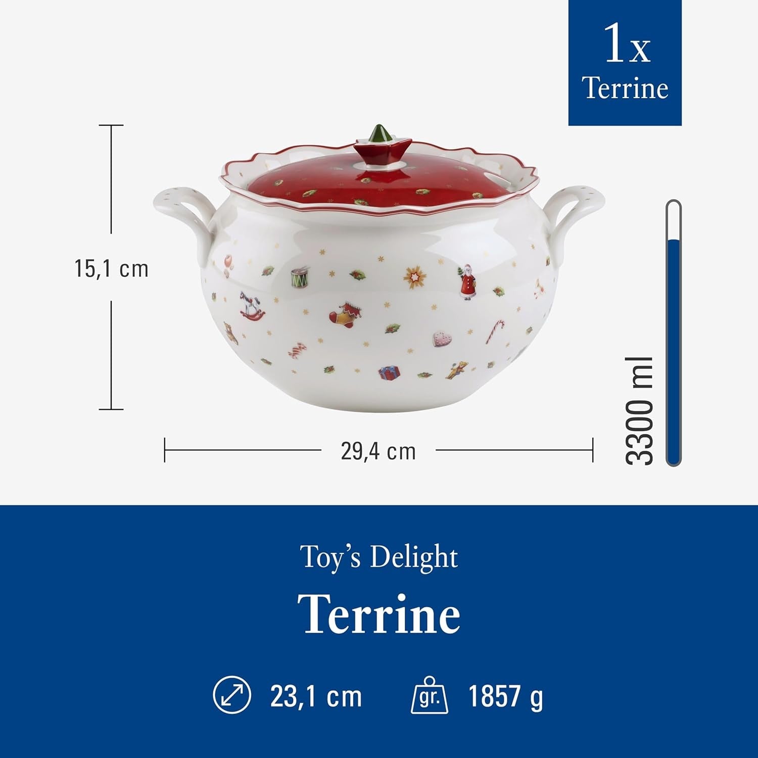 Terrina Delight firmy Villeroy & Boch, 3 litry, porcelana premium, biało-czerwona
