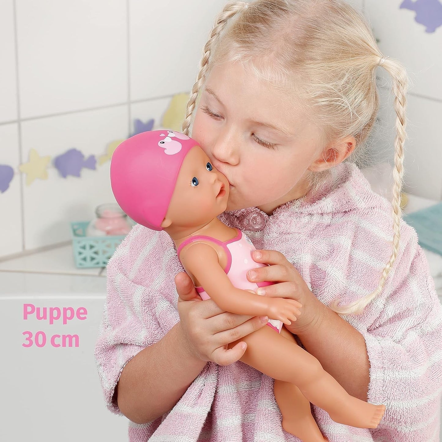 BABY Born Moja pierwsza pływaczka - Lalka 30 cm - Lalka do kąpieli z mechanizmem obrotowym, wodoodporna - Działa bez baterii - Odpowiednia dla dzieci od 1 roku życia