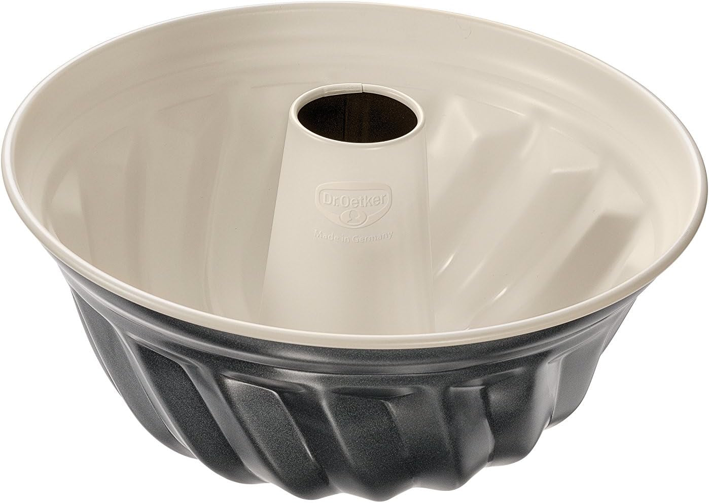 Dr. Oetker Gugelhupfform Ø 22 Cm BACK-TREND, Backform Für Gugelhupf, Runde Bundform Aus Stahl Mit Keramisch Verstärkter Antihaft-Beschichtung (Farbe: Creme/Anthrazit), Menge: 1 Stück Formy i blachy do pieczenia Naty Shop Gugelhupf 22Cm