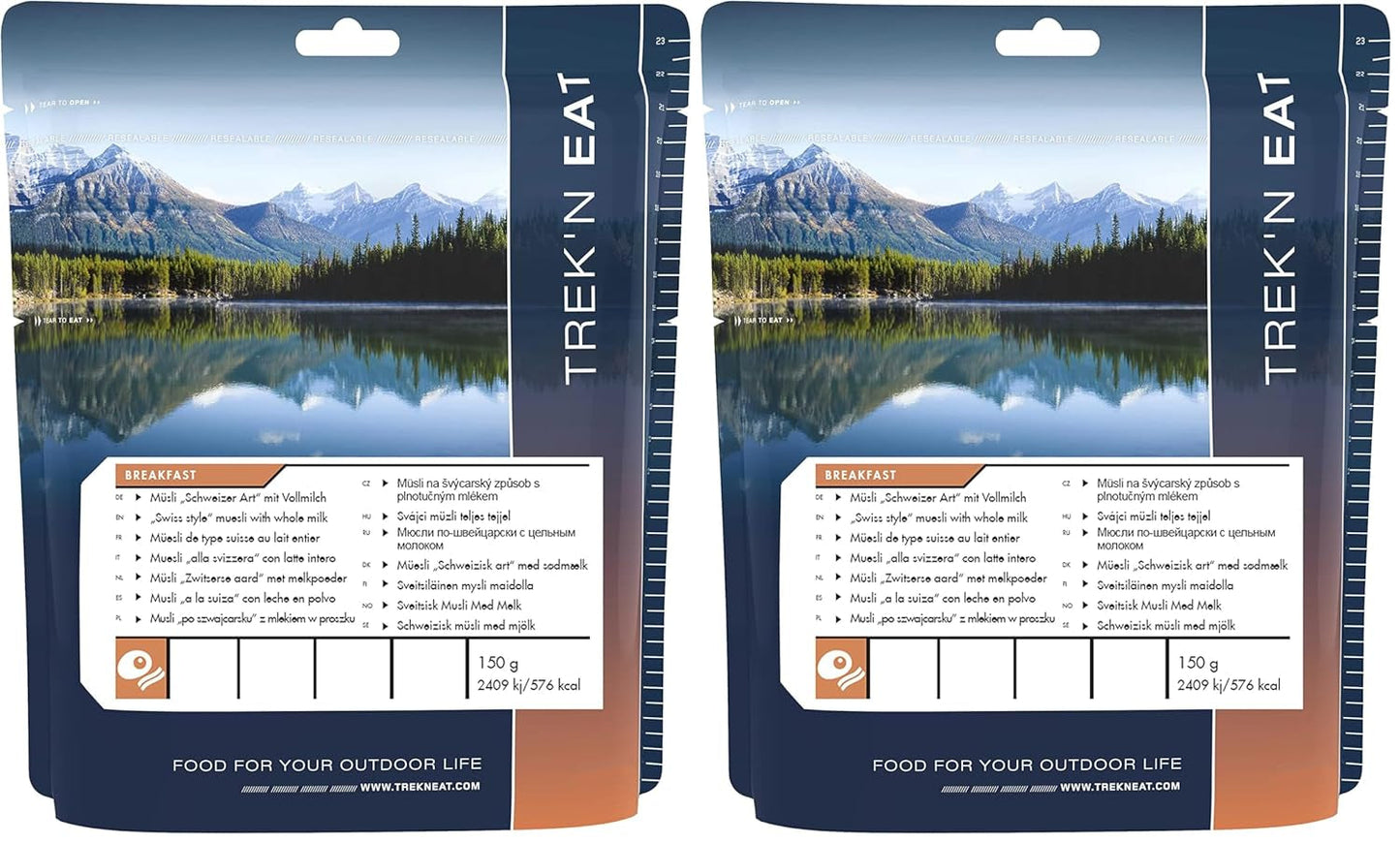 Trek'n Eat Swiss Muesli z mlekiem w proszku (2 sztuki w opakowaniu)