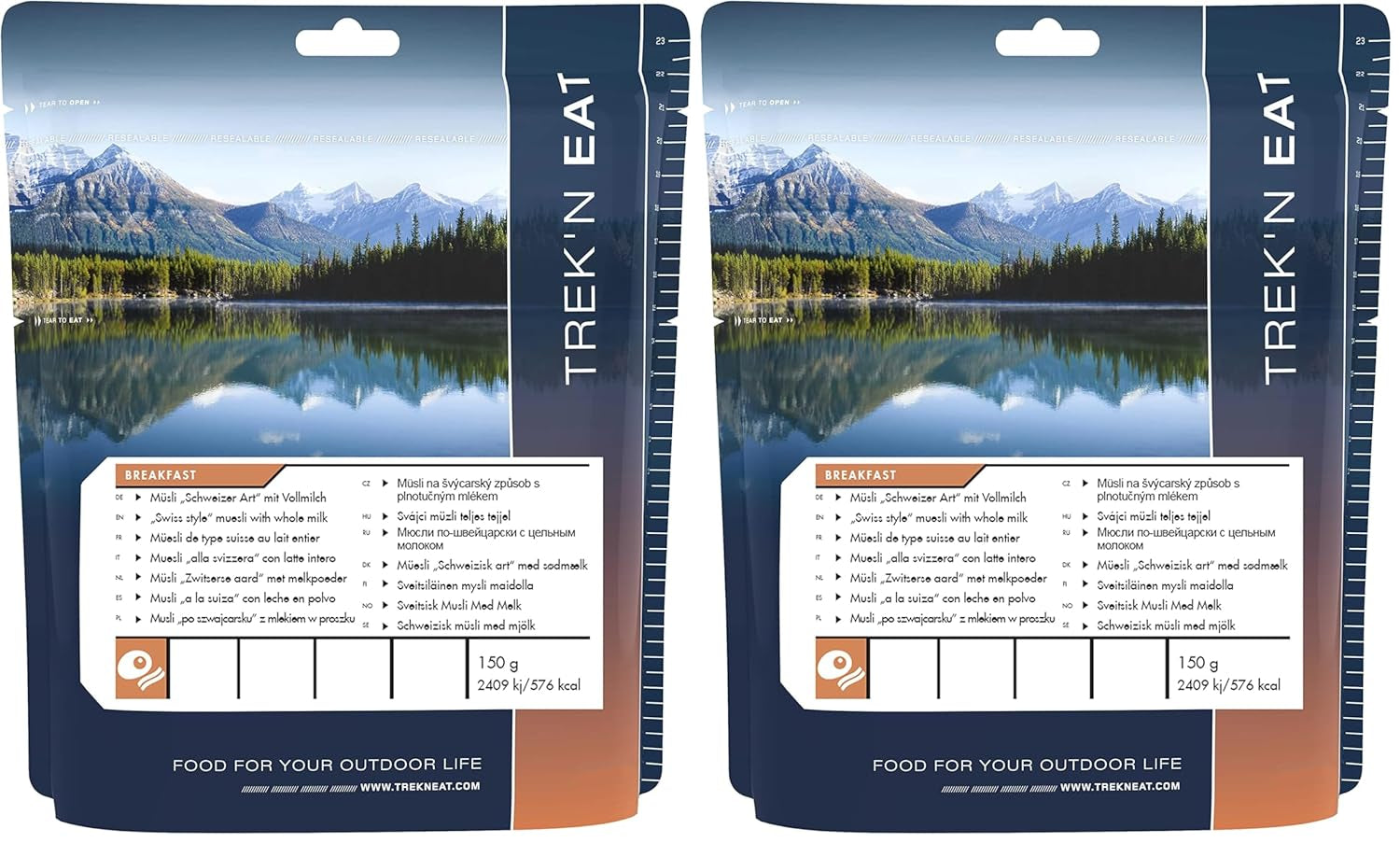 Trek'n Eat Swiss Muesli z mlekiem w proszku (2 sztuki w opakowaniu)