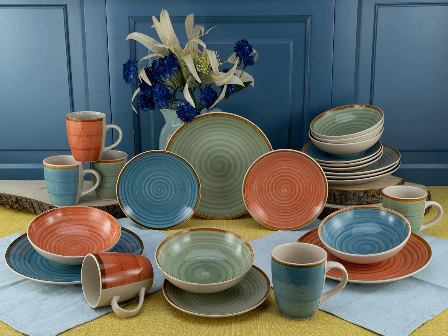 CreaTable, 22851, seria COUNTRY, 24-częściowy zestaw naczyń obiadowych dla 6 osób, usługa łączenia porcelany, można myć w zmywarce i używać w kuchence mikrofalowej, jakość produkcji