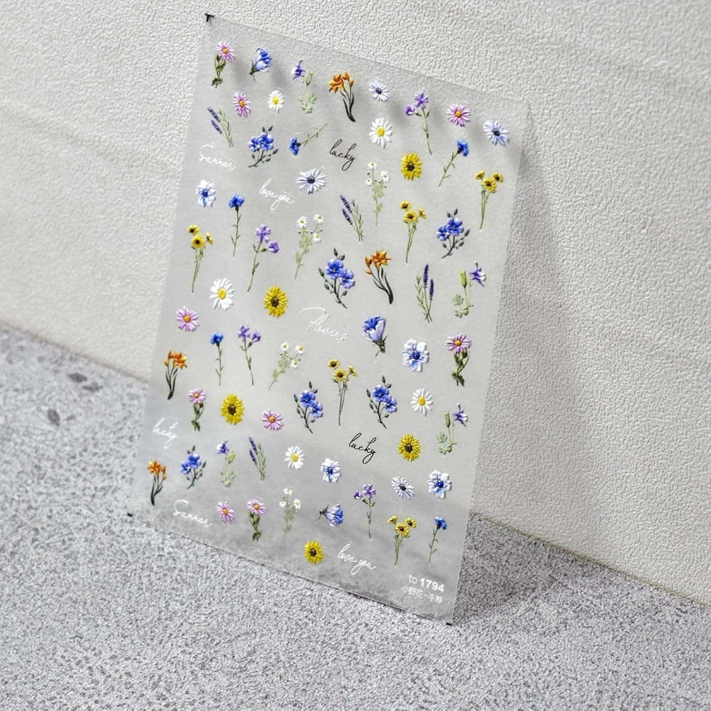 JMEOWIO 3D Nagelsticker Bunte Blumen Nail Art Naklejka Selbstklebend Nagelaufkleber 5D Stereoskopisch Frühlings Sommer Blumen Dekoration Nageldesign Zubehör 2 Blatt
