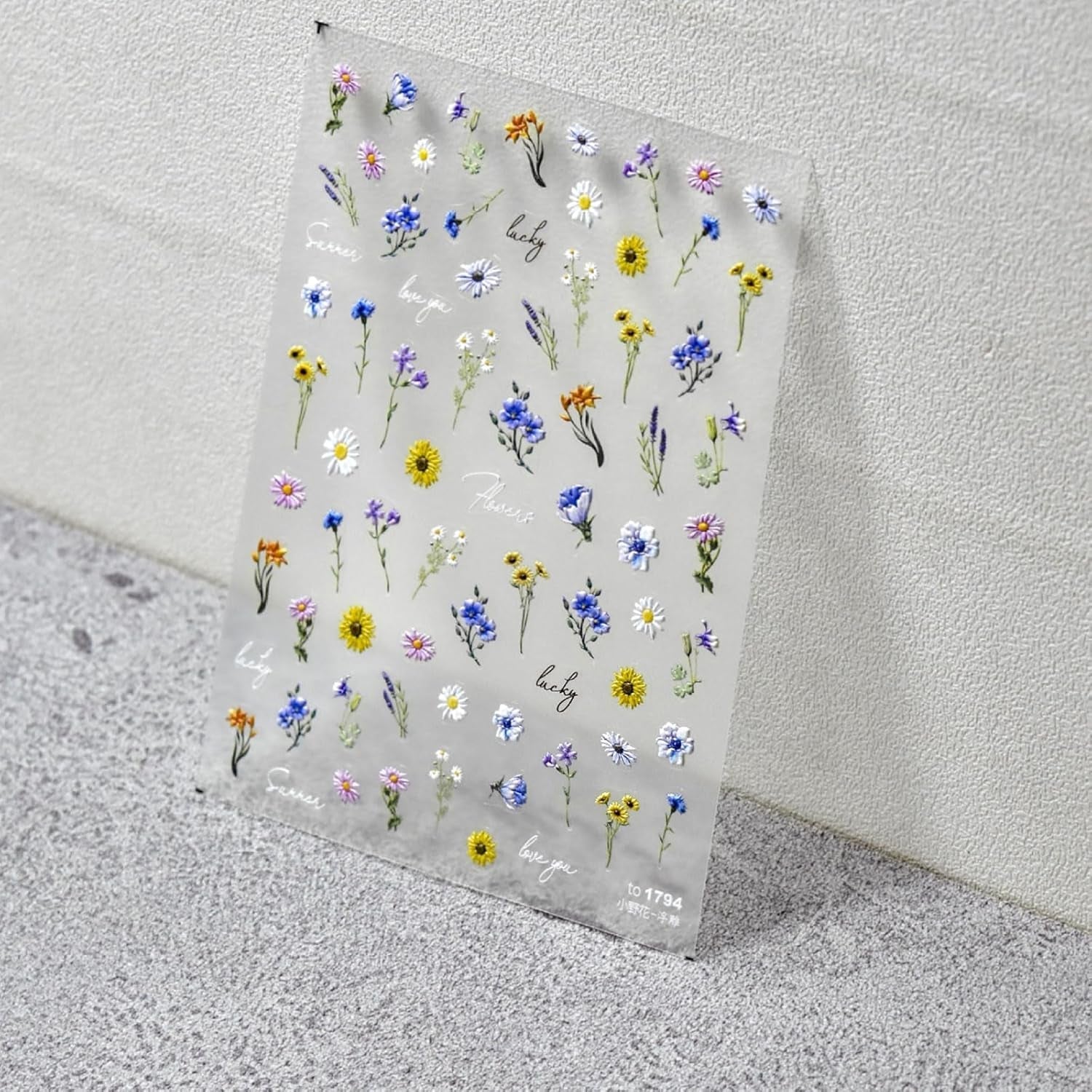 JMEOWIO 3D Nagelsticker Bunte Blumen Nail Art Naklejka Selbstklebend Nagelaufkleber 5D Stereoskopisch Frühlings Sommer Blumen Dekoration Nageldesign Zubehör 2 Blatt