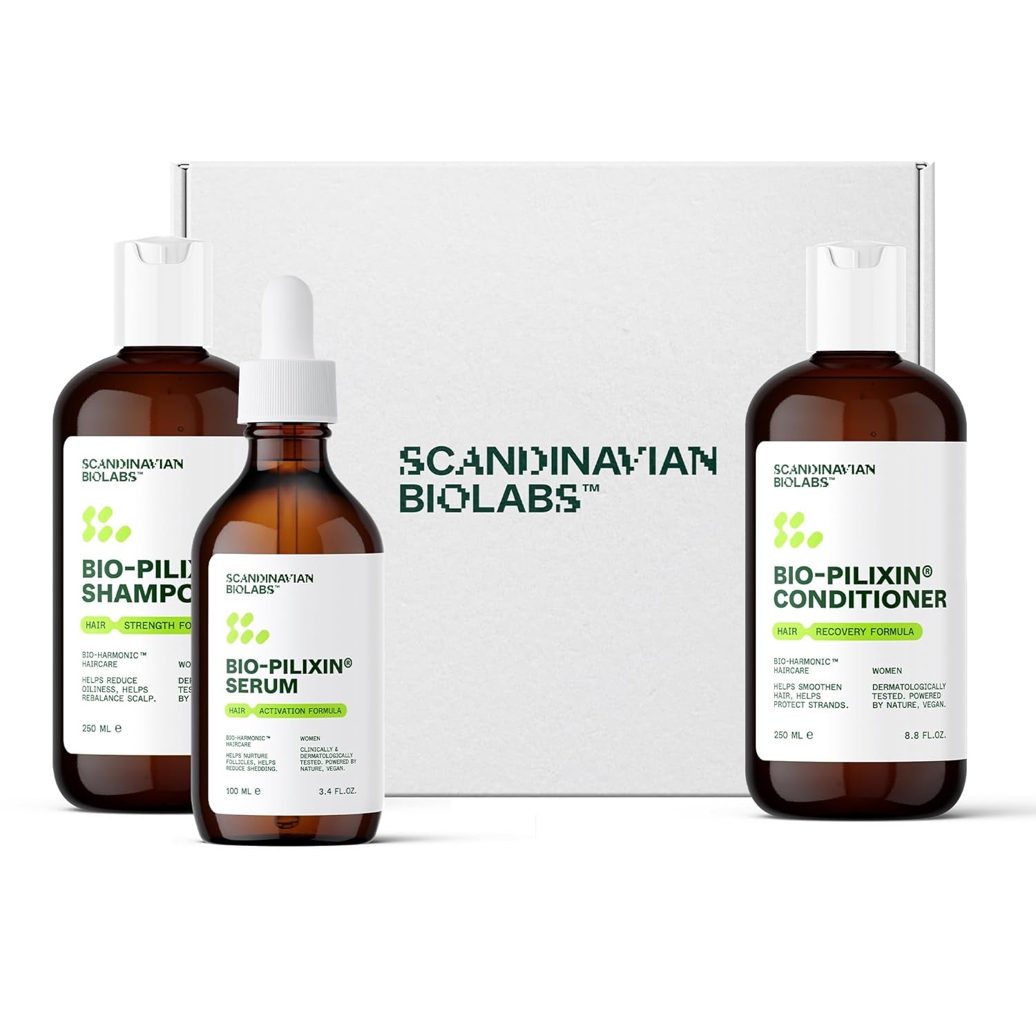 Program na porost włosów skandynawskiego Biolabs dla kobiet z klinicznie potwierdzonymi wynikami w 45 dni | Leczenie wypadania włosów (Bio-Pilixin) Naty Shop Pielęgnacja włosów Bio-Pilixin