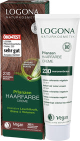 LOGONA Natural Cosmetics Roślinny krem koloryzujący do włosów 240 Nougat Brown, Naturalna farba do włosów brązowych z henną, krem koloryzujący do odcieni brązu, koloryzująca do włosów ciemnych, 150ml Farba do włosów Naty Shop 230 kasztanowy brąz [tec]