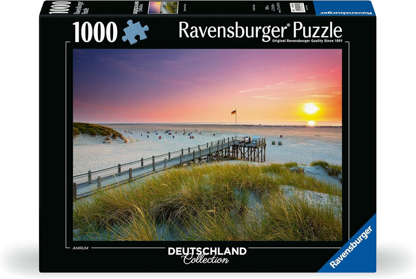 Ravensburger Puzzle 12000690 - Zachód słońca nad Amrum - 1000 elementów puzzle dla dorosłych i dzieci od 14 lat, puzzle na plaży Morza Północnego Puzzle Naty Shop