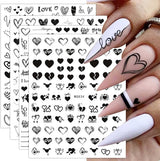 8 Blatt Nagelsticker Valentinstag Nagelaufkleber Selbstklebend Liebhaber Des Schwarzen Herzens Nail Art Naklejka Dekoration Nageldesign Zubehör