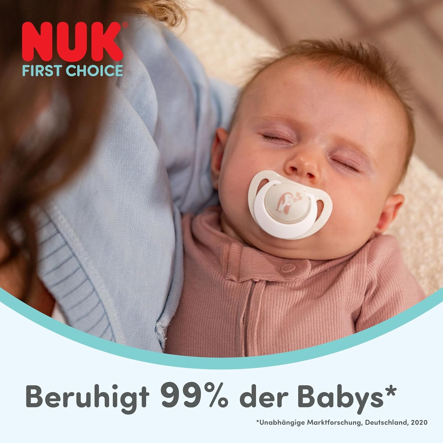 NUK First Choice smoczek na noc dla niemowląt | 6-18 miesięcy | Smoczki ortodontyczne świecące w ciemności | Uspokaja 99% dzieci** | Królik/Owca | Opakowanie 0-2