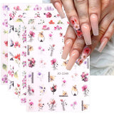 JMEOWIO Nagelsticker Frühling Blume 12 Blatt Nail Art Naklejka Selbstklebend Nagelaufkleber Blätter Dekoration Nageldesign Zubehör