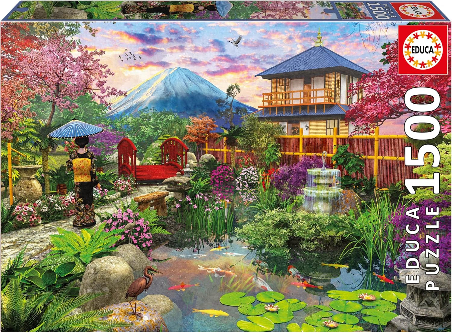 Educa - Puzzle 1500 elementów dla dorosłych | Ogród Japoński. Wymiary: 85 X 60 cm. Zawiera klej do puzzli Fixpuzzle. Przez 14 lat (19937) Puzzle Naty Shop Domyślny tytuł