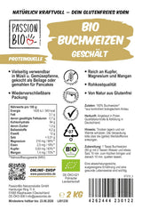 PassionBio Ekologiczna kasza gryczana 2 kg - opakowanie z możliwością wielokrotnego zamykania - jakość surowa