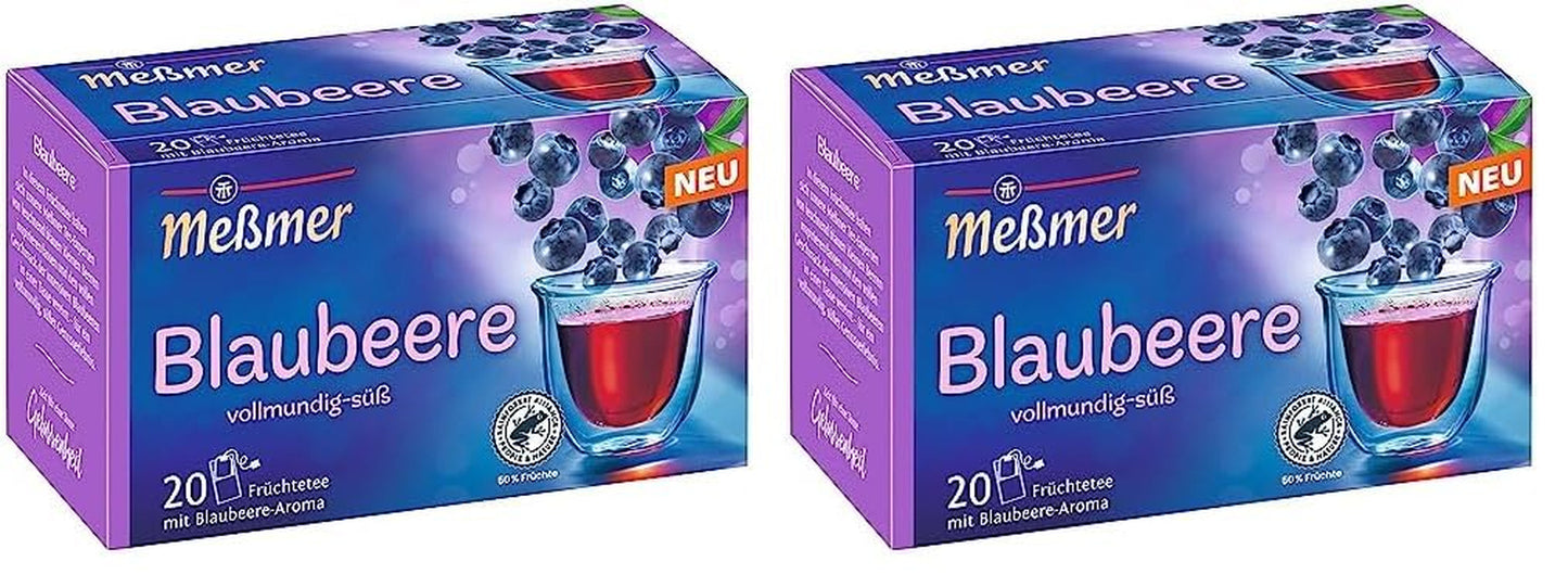 Jagoda Meßmer | 20 torebek herbaty | Bezglutenowe | Bez laktozy | Wegańskie (2-pak)
