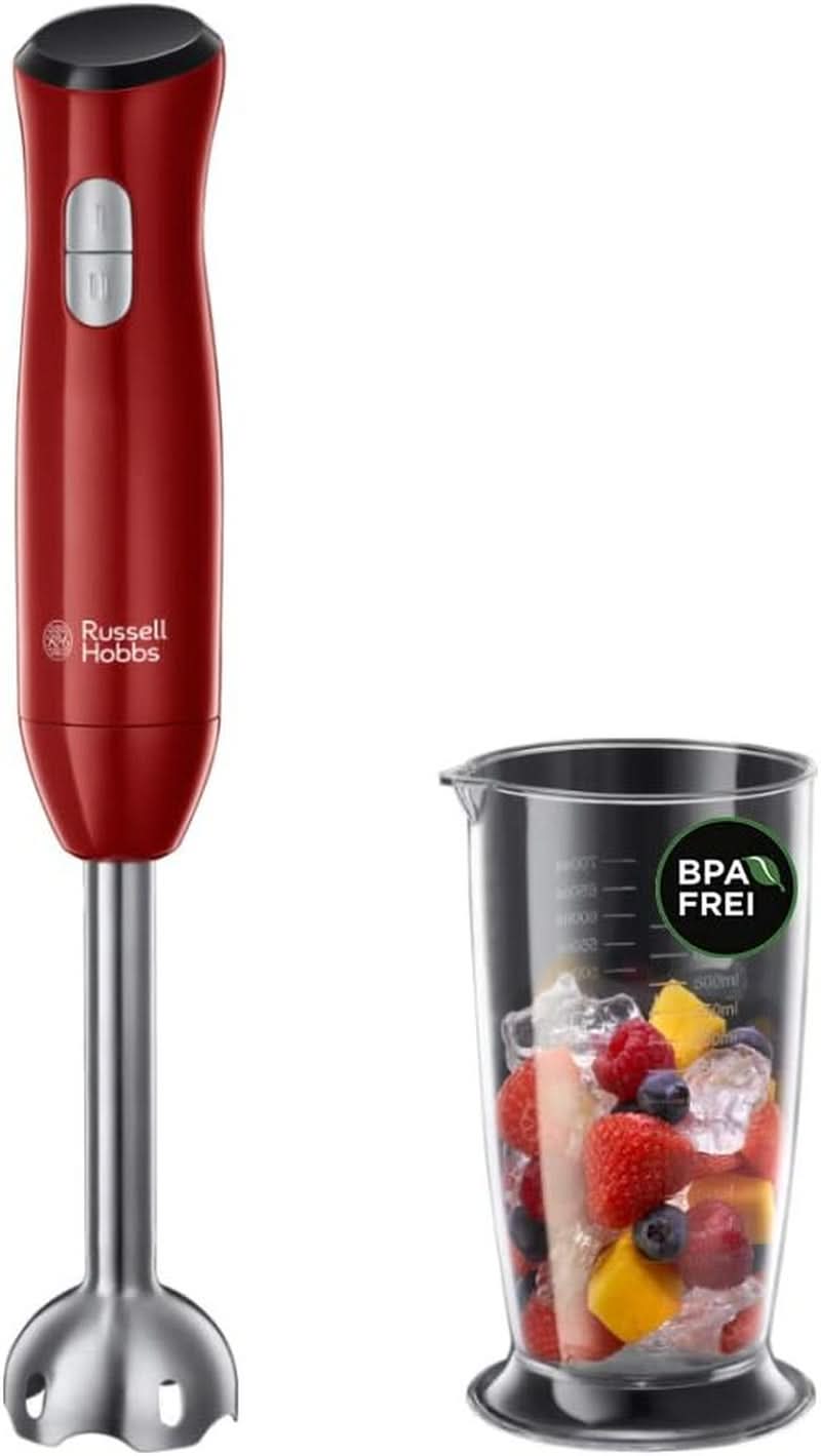 Mikser ręczny Russell Hobbs [Handrührgerät] Desire Rot (5 Geschwindigkeitsstufen+Turbofunktion, 2 Spülmaschinengeeignete Rührbesen & Knethaken, Auswurftaste, Aufrechte Parkposition) Handrührer 24670-56 Bucatarie Naty Shop Single Desire Mikser stojący