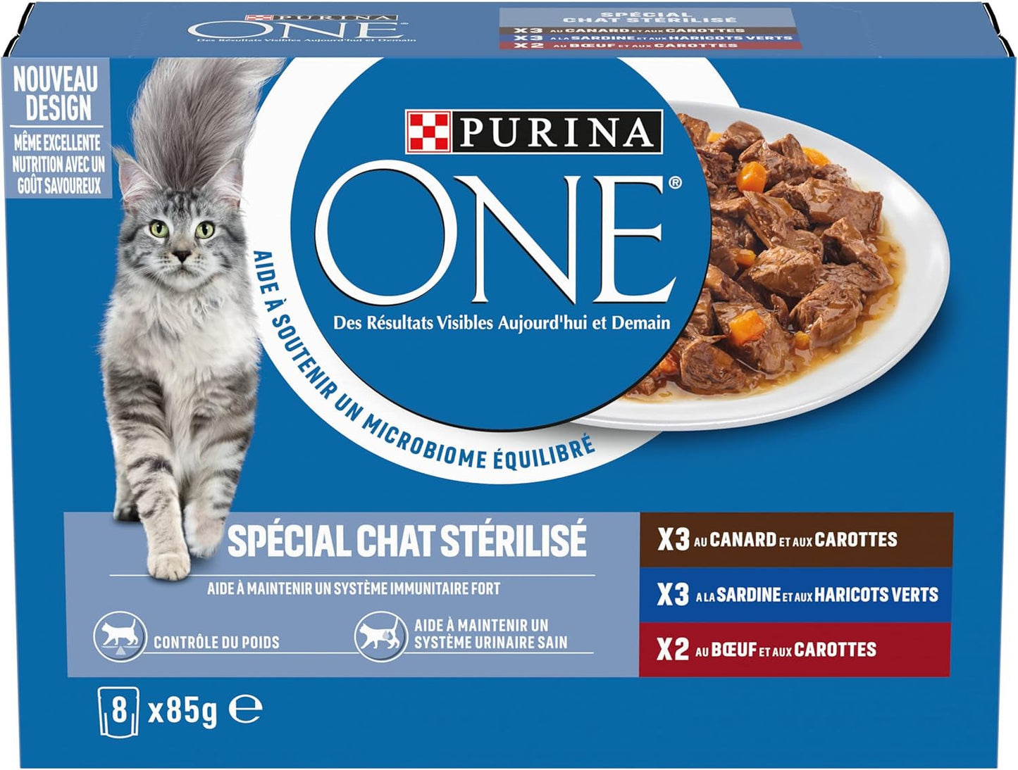 PURINA JEDEN | BIFENSIS | Karma dla sterylizowanych dorosłych kotów | Wspomaga witalność, kości, mięśnie i stawy kota W sosie | Saszetki z kaczką, sardynkami, wołowiną, świeżością | 1 sztuka (8x85g)
