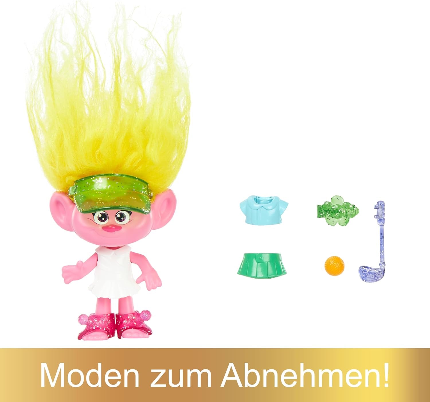 Mattel DREAMWORKS TROLLS United We Stand – Hairy Surprises Viva Lalka z jasnożółtymi pluszowymi włosami i 3 akcesoriami-niespodziankami, dla dzieci w wieku 3 lat i starszych, HNF11