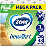 Zewa Proven - 48 rolek - Pierwszy papier toaletowy z zawartością słomy - 3 warstwy