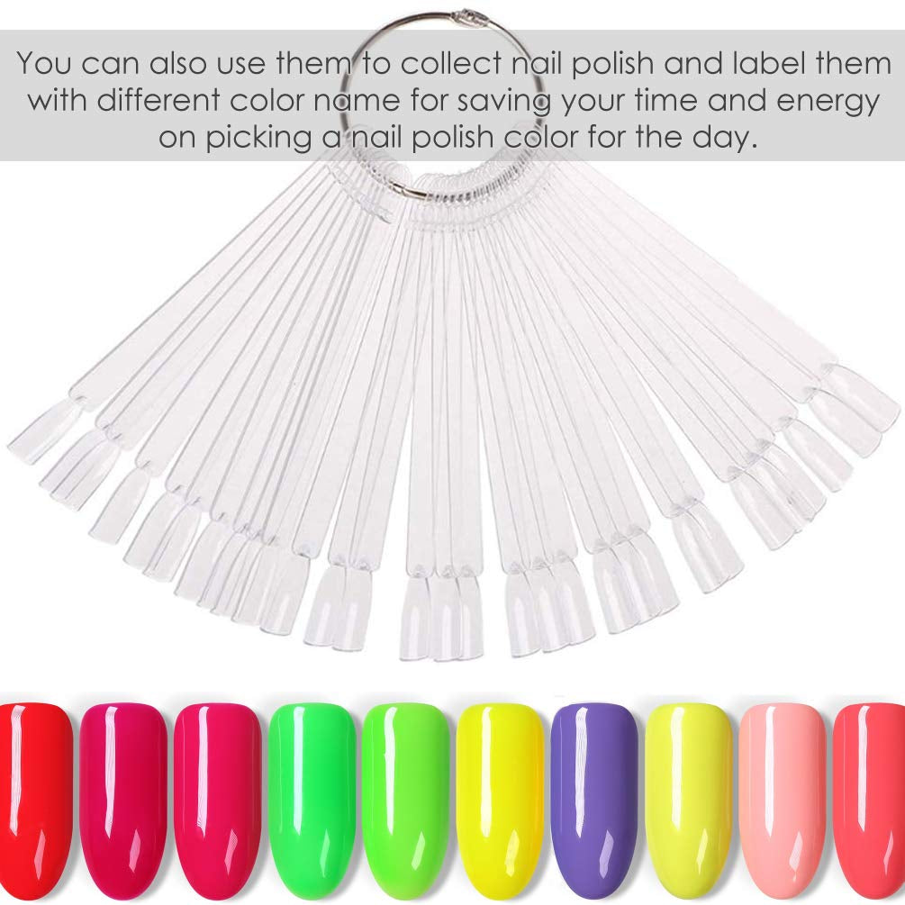 150 Stück Nail Art Tips Pierścień w sztyfcie, Przezroczysta Farbe Karte Platten Nagelleck Display Ring Sticks, Nagel Salon Übungen Display Tipsy