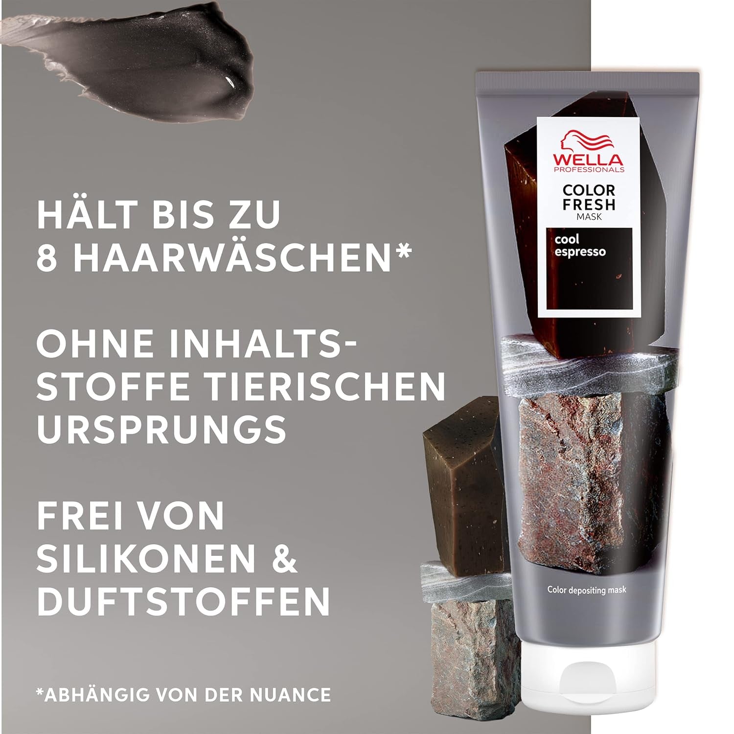 Wella Professionals Color Fresh Mask Cool Espresso - zabieg rewitalizujący i zmieniający kolor włosów - odżywczy odcień z olejkiem z awokado - do włosów czarnych i czarnych - 150 ml Naty Shop Hair Mask