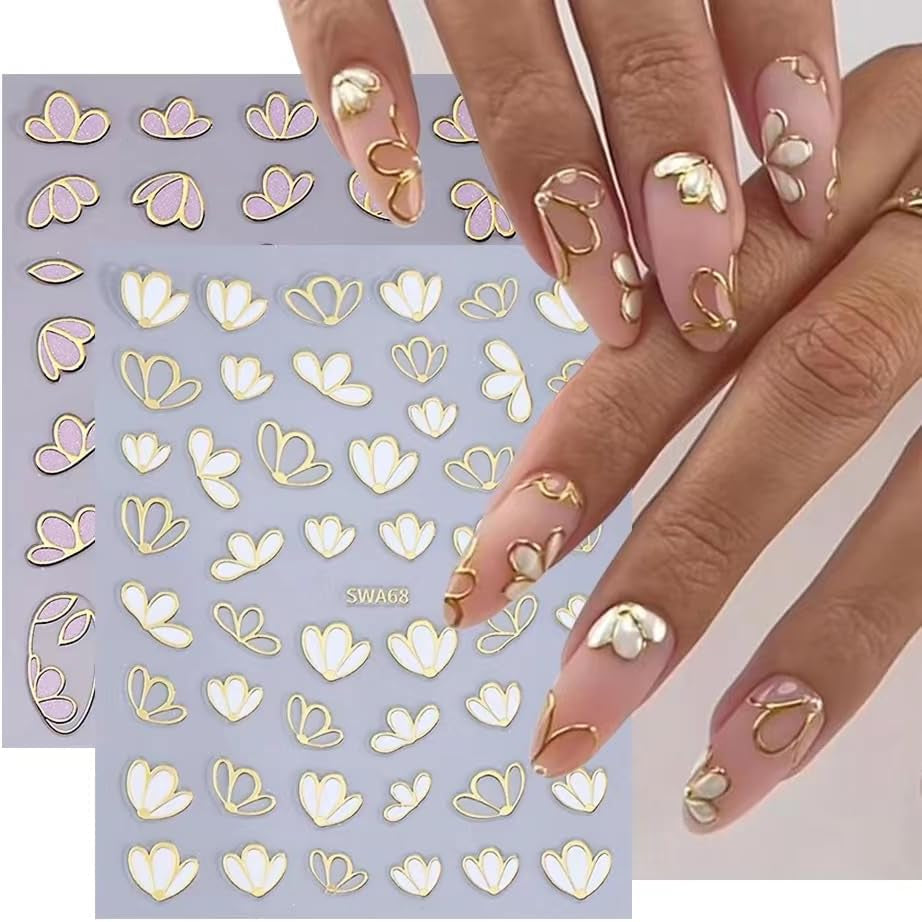 JMEOWIO Nagelsticker Blume 9 Blatt Nail Art Naklejka Selbstklebend Nagelaufkleber Frühling Letnia dekoracja kwiatowa Nageldesign Zubehör