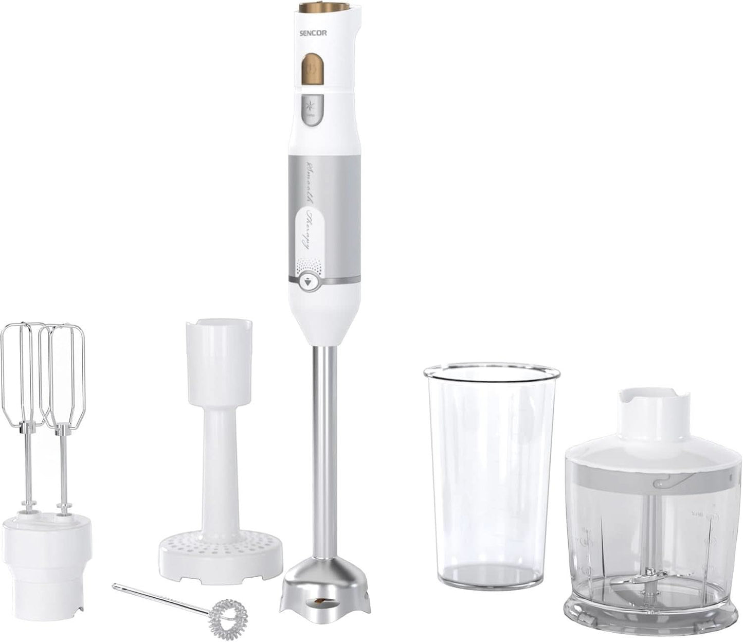 Mikser stojący Sencor Multifunktionaler, Ultra-Leistungsstark, 6 w 1, 1200 W, Mit Doppel-Schneebesen, Zerkleinerer & Mousseur, Kartoffelstampfer, Quadblade-Klingen Aus Titan, Stufenlose Bucatarie Naty Shop