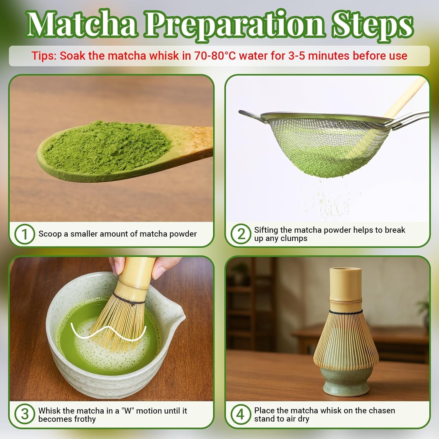 Zestaw Alyvisun Matcha, 5-częściowy zestaw do herbaty Matcha z czajniczkiem Matcha i stojakiem na herbatę Matcha, łyżeczka, łyżeczka, zestaw do herbaty Matcha dla miłośników Matcha, idealny dla początkujących i entuzjastów