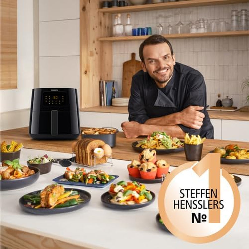 Philips 3000Er Airfryer XL - Technologia Rapid Air, smażenie do 90% mniej tłuszczu, pojemność 1,2 kg, 6,2 litra, ekran dotykowy Sprzęt AGD Naty Shop