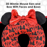 Poduszka podróżna na szyję Ful Concept One Disney Minnie Mouse z uszami 3D i sprężyną do samolotu, samochodu i biura, wygodna i oddychająca, czerwono-czarna Poduszki podróżne Naty Shop