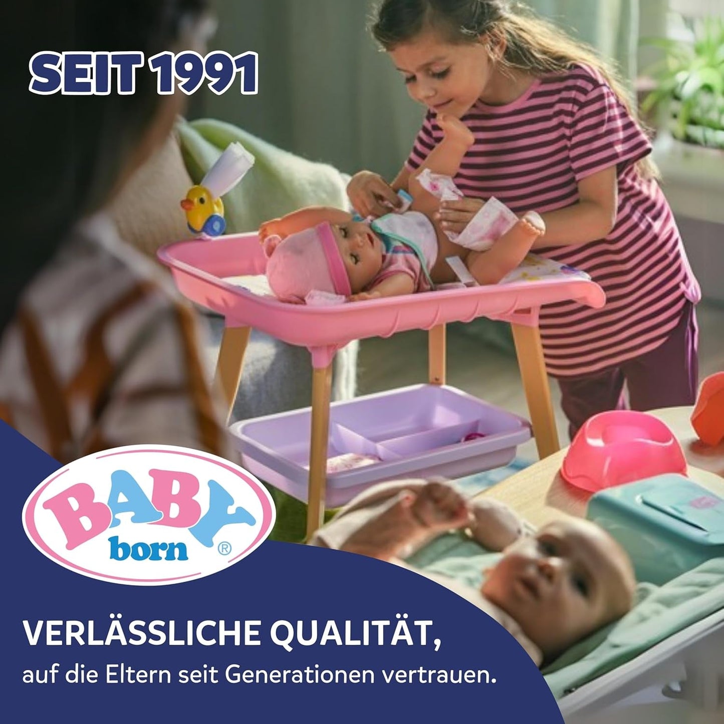 BABY Born Lena (Girl) - laleczka bobas 36 cm - 7 funkcji, w tym akcesoria i materacyk - Działa całkowicie bez baterii - Odpowiednia dla małych dzieci od 1 roku