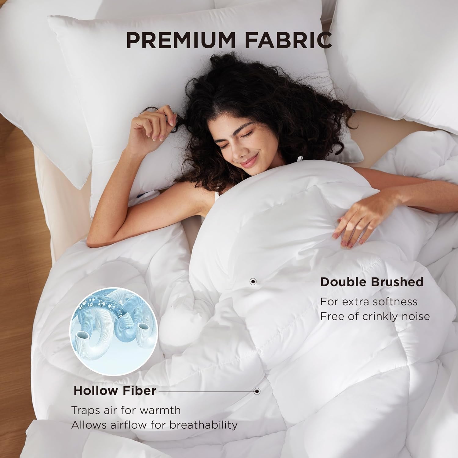BEDSURE Pikowana kołdra pełna/królowa (88"X88") Białe kołdry i kołdry Naty Shop