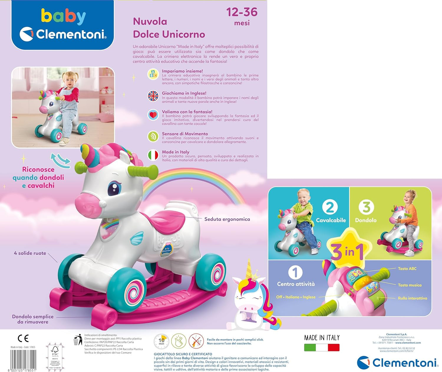 Clementoni 17855 Zwierzęta pierwsze kroki, wielokolorowe Zabawki Bebe Naty Shop