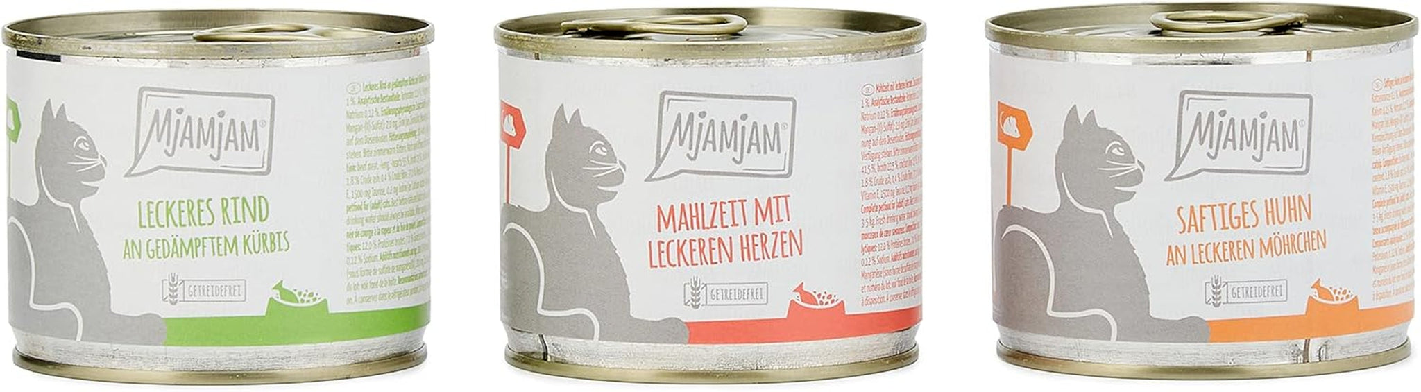 MjAMjAM - Mokra karma premium dla kotów - Pakiet mieszany I - Kurczak, Wołowina, Serca 6 Pakietów (6 x 200g), Bez Zbóż z Dodatkowym Mięsem