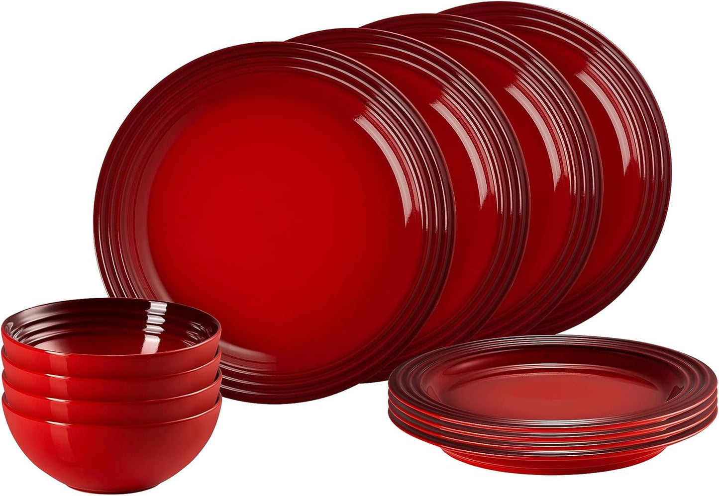 Zestaw naczyń kamionkowych Le Creuset, 12 sztuk, wiśnia, 79351000607081
