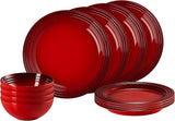 Zestaw naczyń kamionkowych Le Creuset, 12 sztuk, wiśnia, 79351000607081