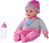 Simba 105140066 - Laura Interactive, lalka o miękkim ciele, o zaspanych oczach, bełkocząca przy ruchu, pijąca z butelki i zasypiająca, 40 cm, lalka bobas dla dzieci od 2 lat
