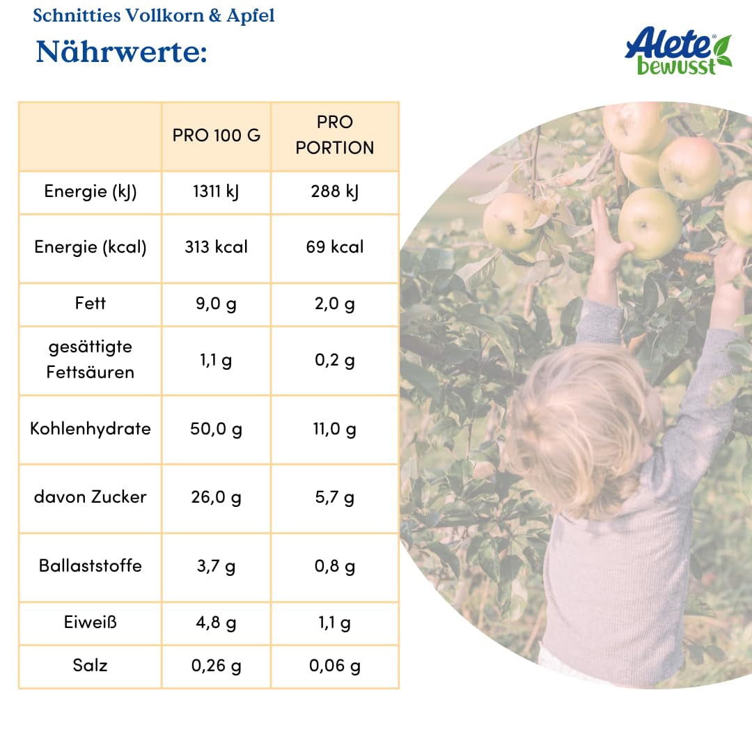 Alete Organiczne paszteciki w plasterkach z pełnymi ziarnami i jabłkami 6 x 22 g