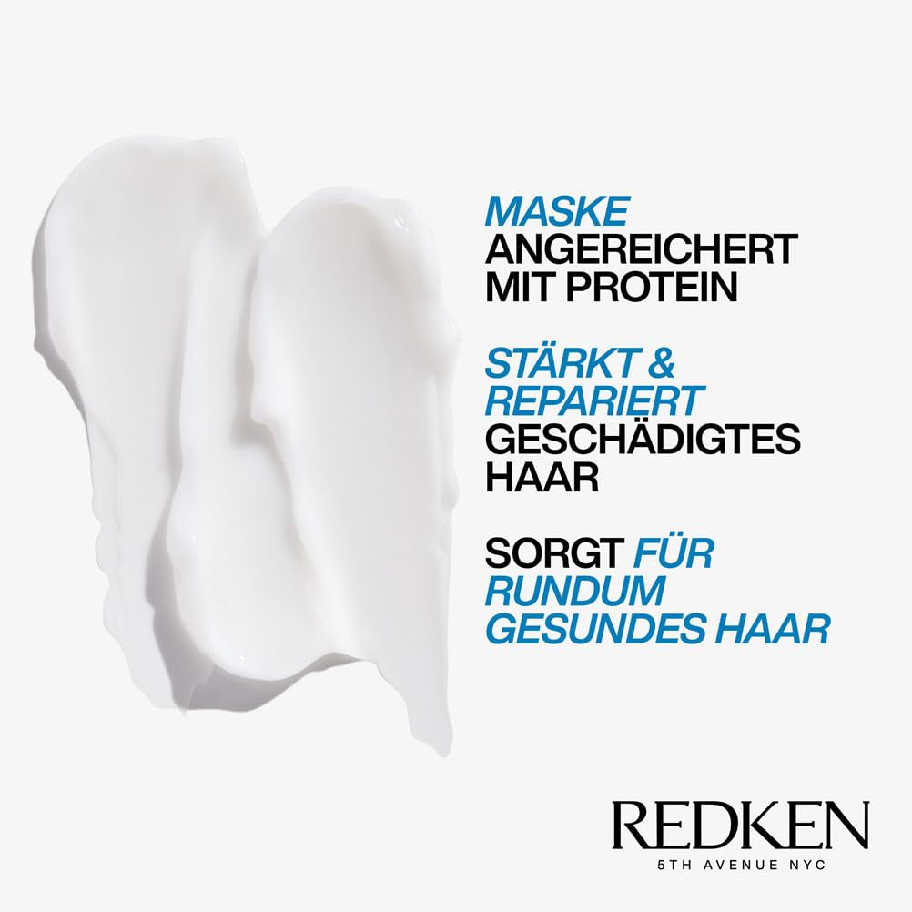 Redken Intensywna maska do włosów do wszystkich zniszczonych włosów Naprawia i regeneruje Maska przeciw łamaniu Extreme Strength Builder Plus 1 x 250 ml Naty Shop maska do włosów
