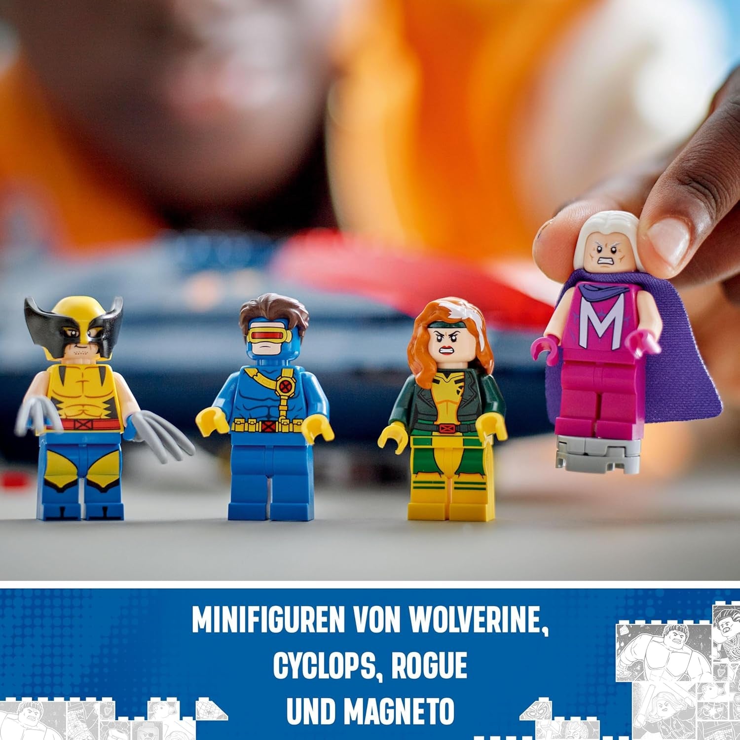 LEGO Marvel X-Jet X-Men budują model samolotu z figurkami, w tym Wolverine'a i Rogue'a. Zabawka superbohatera dla dzieci na prezent dla chłopców i dziewcząt w wieku 8 lat 76281 Zestawy do budowania Beuche den LEGO-Store