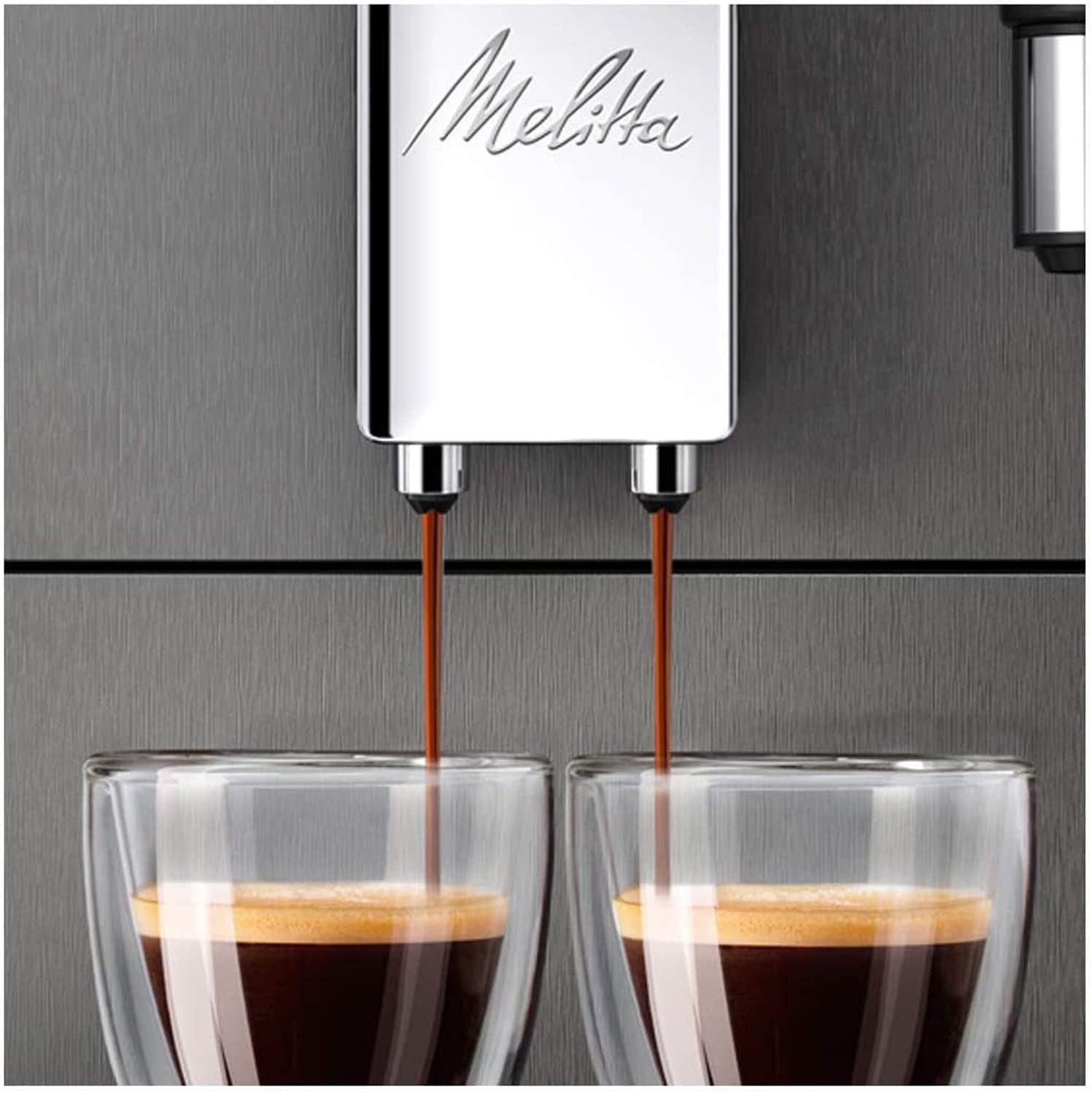 Melitta Avanza - W pełni automatyczny ekspres do kawy z systemem mlecznym, ekspresem ze młynkiem i bardzo dużym zbiornikiem na wodę (1,5 l) np. do kawy. cappuccino lub espresso, mistyczny tytan