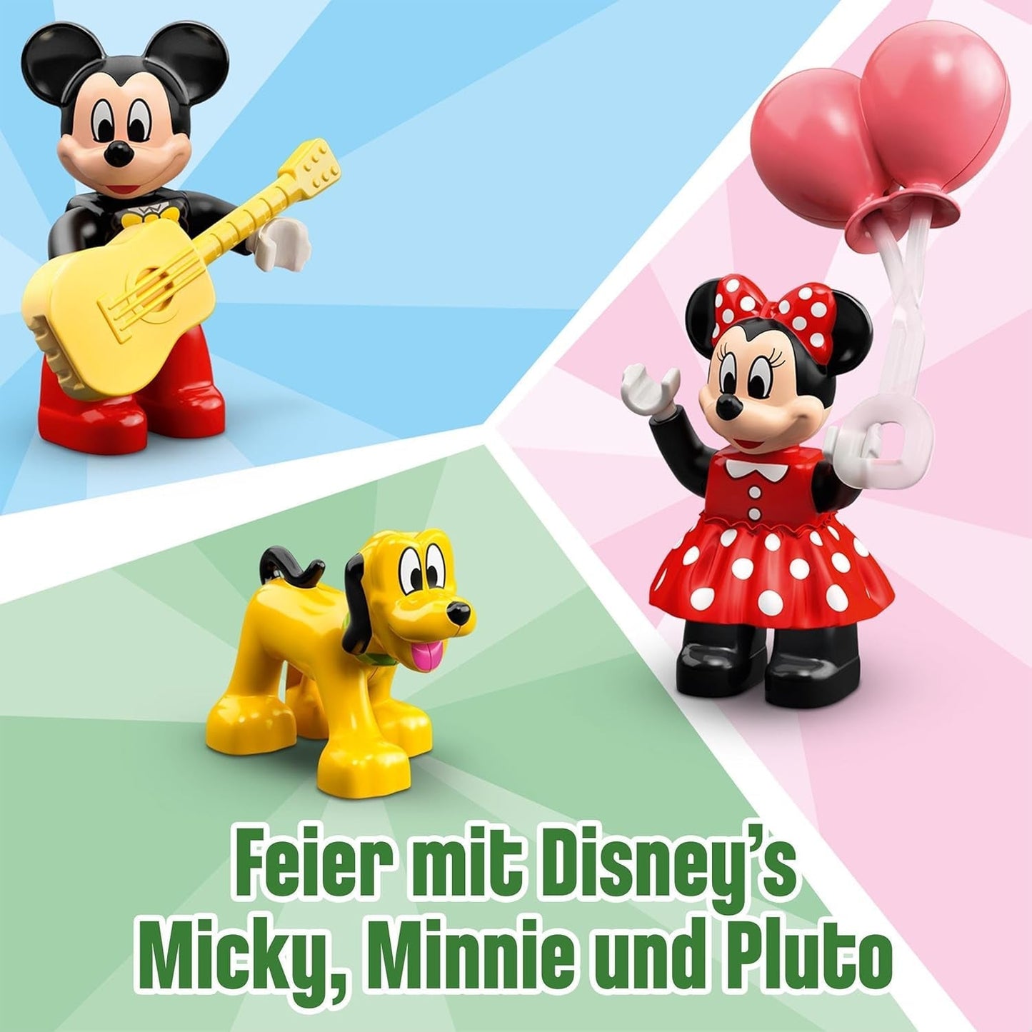 LEGO 10941 DUPLO Disney Urodzinowy pociąg Mikiego i Minnie, zabawkowy pociąg z ciastem i balonami, prezent dla dzieci od 2 lat Zestawy do budowania Besuche den LEGO-Store