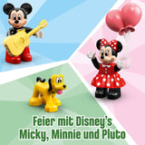 LEGO 10941 DUPLO Disney Urodzinowy pociąg Mikiego i Minnie, zabawkowy pociąg z ciastem i balonami, prezent dla dzieci od 2 lat Zestawy do budowania Besuche den LEGO-Store