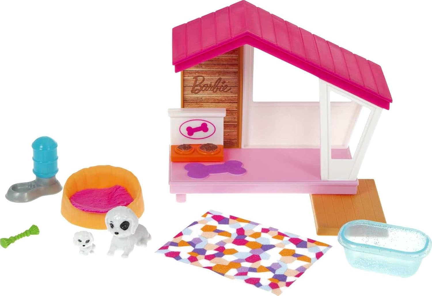 Barbie GRG78 - Mini zestaw z 2 psami, budką dla psa i akcesoriami, prezent dla dzieci w wieku 3-7 lat Naty Shop Dolls Domyślny tytuł