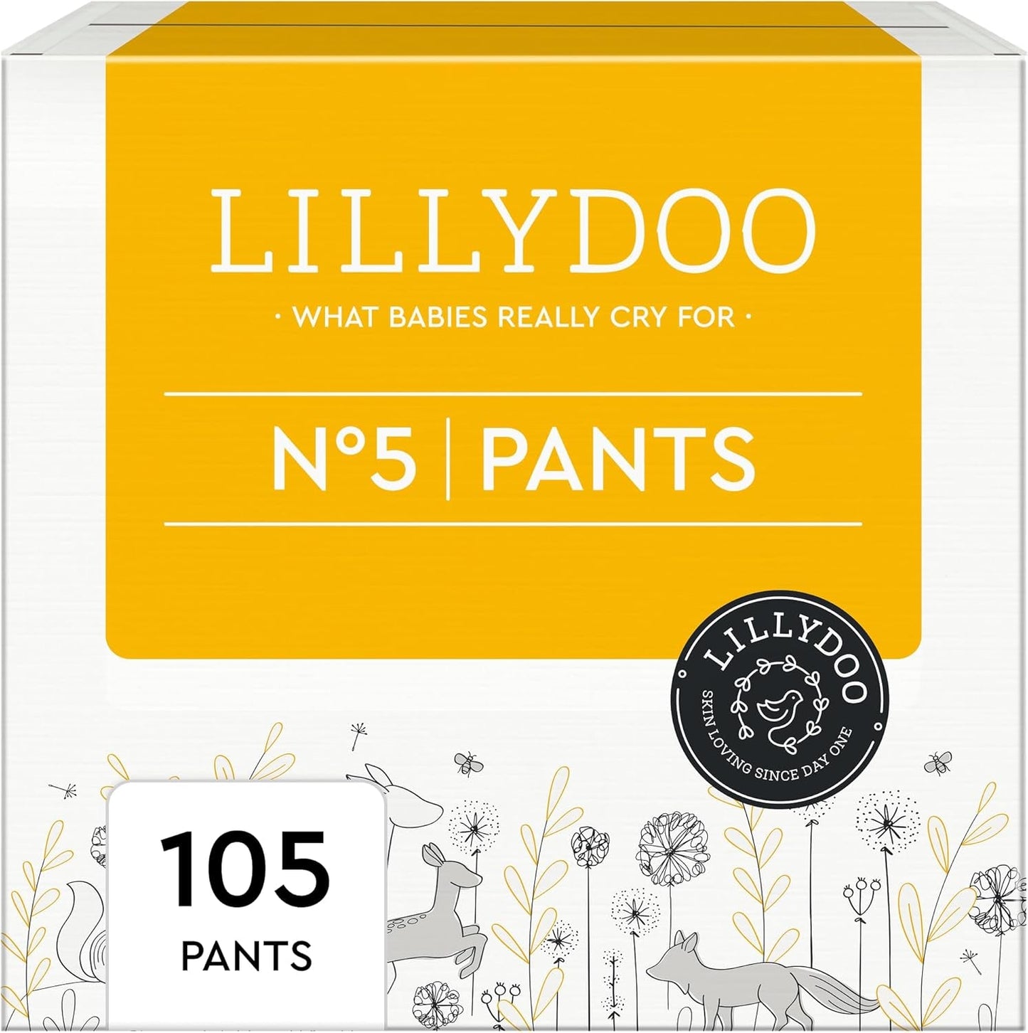 Spodnie LILLYDOO przyjazne dla skóry, rozmiar 5 (12-17 kg), opakowanie miesięczne (105 sztuk)
