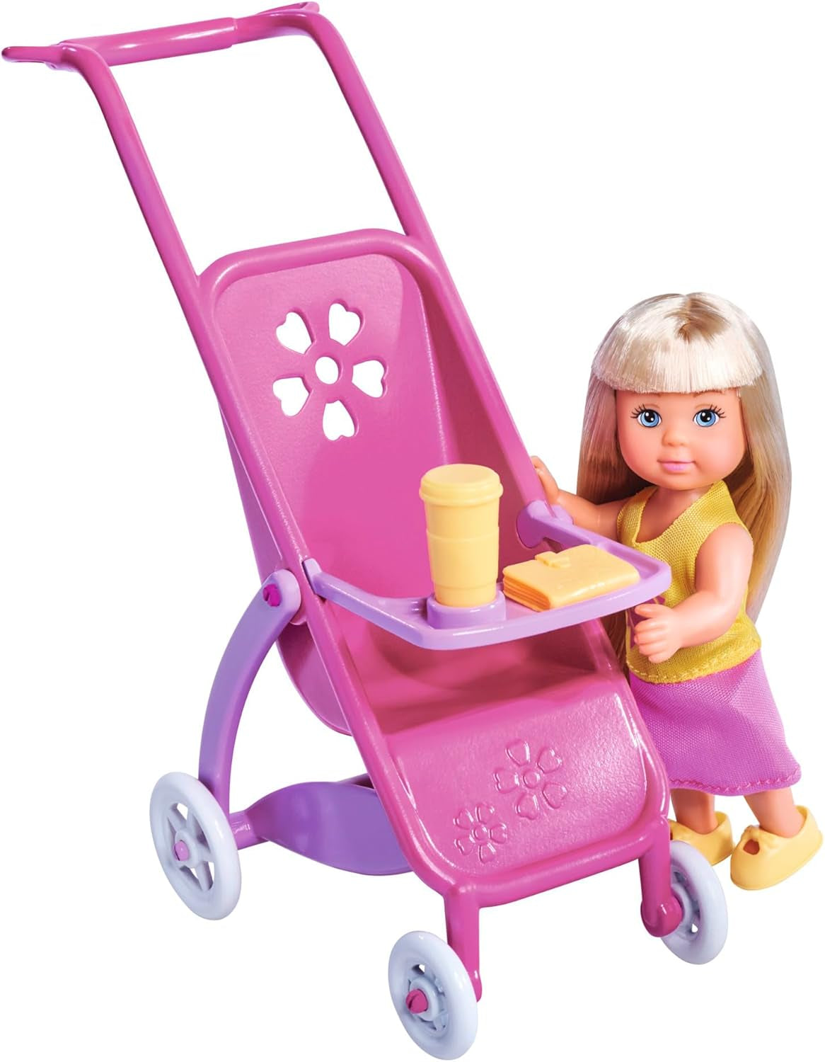 Simba 105733673 - Steffi Love Happy Family, lalka w ciąży, Kevin, Evi i dziecko z wózkiem, 11 sztuk, akcesoria, 30 cm, wiek 3+
