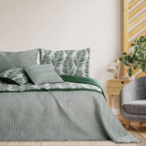 Ameliahome Narzuta Narzuta 170X210 cm Dwustronna, łatwa w pielęgnacji narzuta na łóżko Wzór roślinny Zielony Biały Tropikalny Bonaire Łóżka i koce Besuche den AmeliaHome-Store